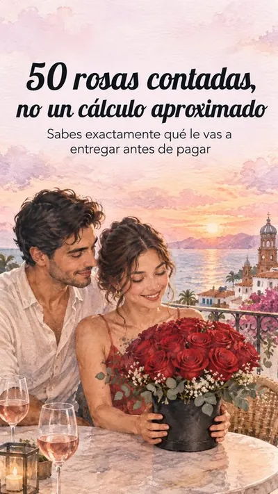 Anuncio de Péttalos Florería: 50 rosas contadas, no un cálculo aproximado